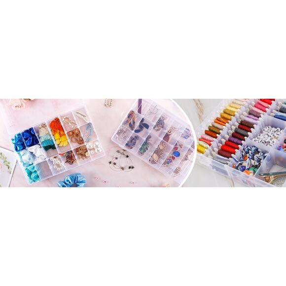 4 Pack 36 Grids Clear Plastic Organizer Box with Adjustable Dividers New - Picture 12 of 14